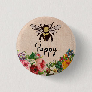 Personalized Bee Happy Button