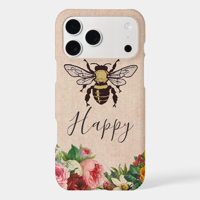 Personalized Bee Happy Phone Case (Back)