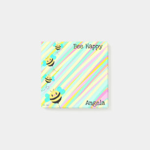 Personalized Bee Happy Post-it Notes
