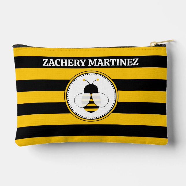 Personalized Bee Pattern Accessory Pouch (Back)