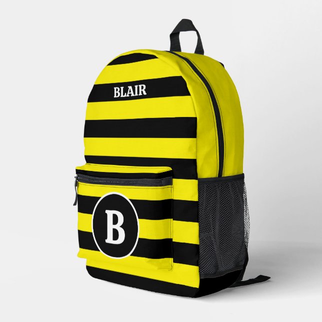 Personalized Bee Pattern Print Cut Sew Backpack (Back Corner Right)