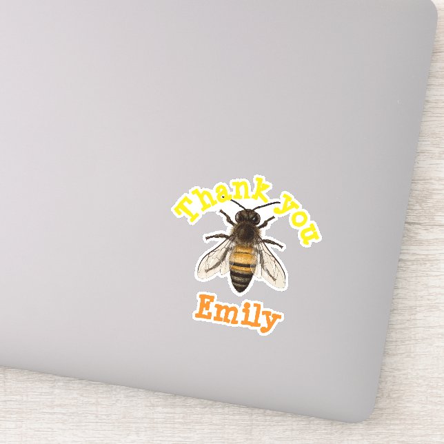Personalized Bee Thank You Sticker (Detail)