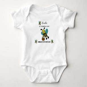 Personalized Bee theme 1st Birthday party Baby Bodysuit