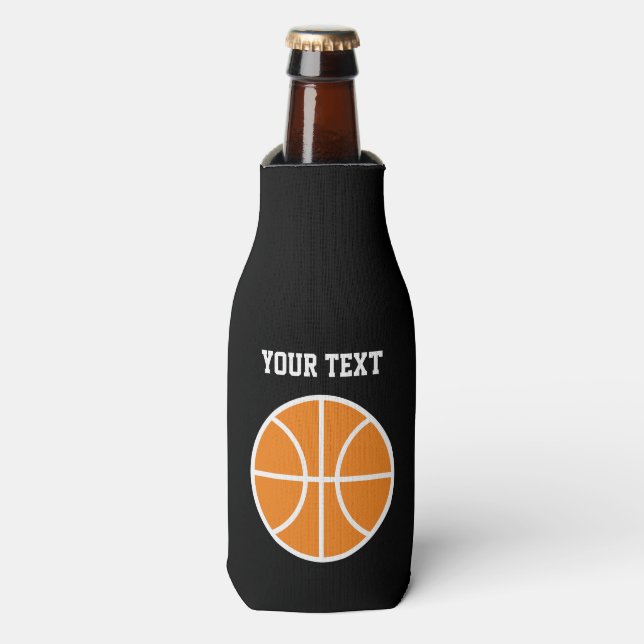 Personalized beer bottle cooler with basketball (Bottle Front)