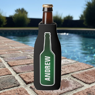 Personalized beer bottle cooler with custom name