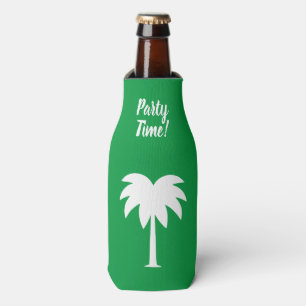 Personalized beer bottle cooler with palm tree