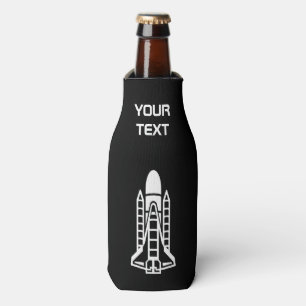 Personalized beer bottle cooler with space rocket