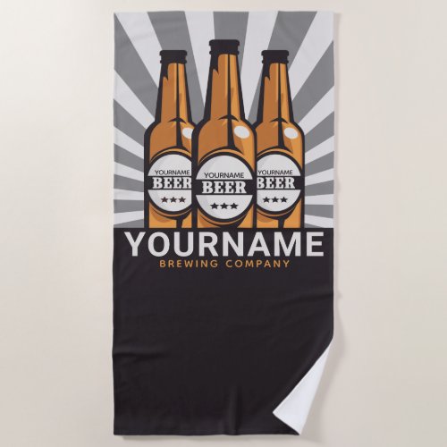 Personalized Beer Bottle Craft Brewing Company  Beach Towel