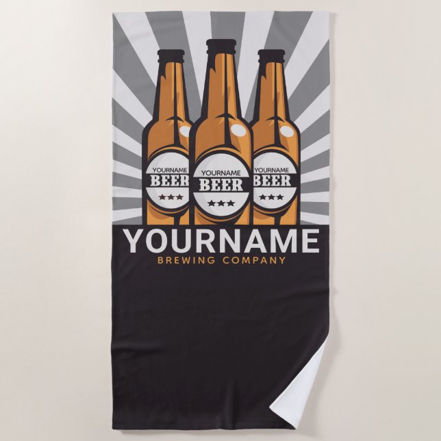 Personalized Beer Bottle Craft Brewing Company  Beach Towel (Front)