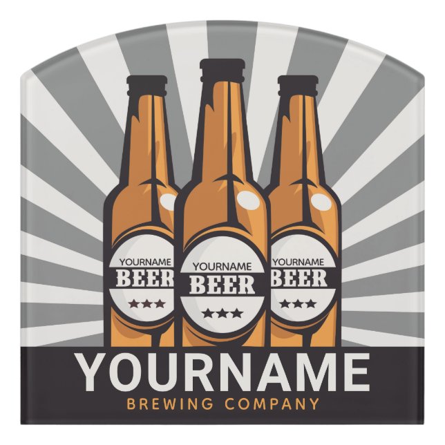 Personalized Beer Bottle Craft Brewing Company Door Sign (Contour Front)
