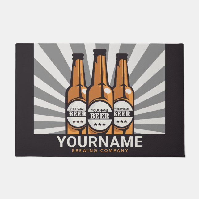 Personalized Beer Bottle Craft Brewing Company Doormat (Front)