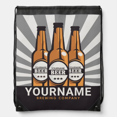 Personalized Beer Bottle Craft Brewing Company Drawstring Bag