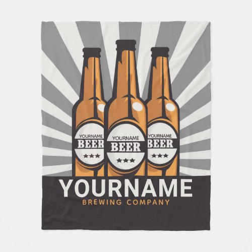 Personalized Beer Bottle Craft Brewing Company Fleece Blanket