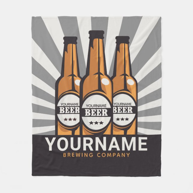 Personalized Beer Bottle Craft Brewing Company Fleece Blanket (Front)