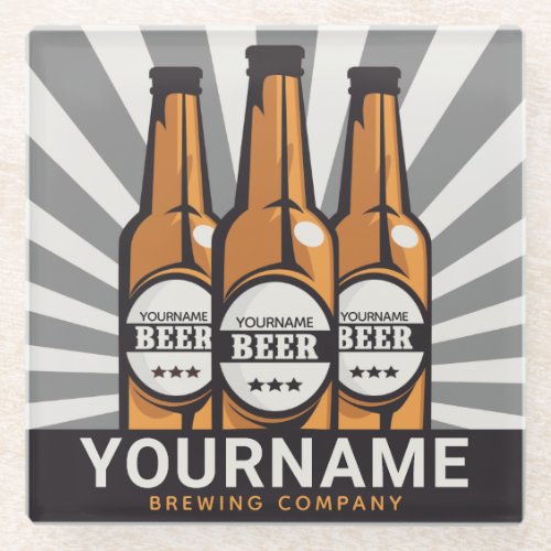 Personalized Beer Bottle Craft Brewing Company Glass Coaster