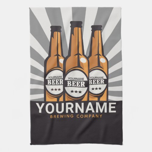Personalized Beer Bottle Craft Brewing Company Kitchen Towel