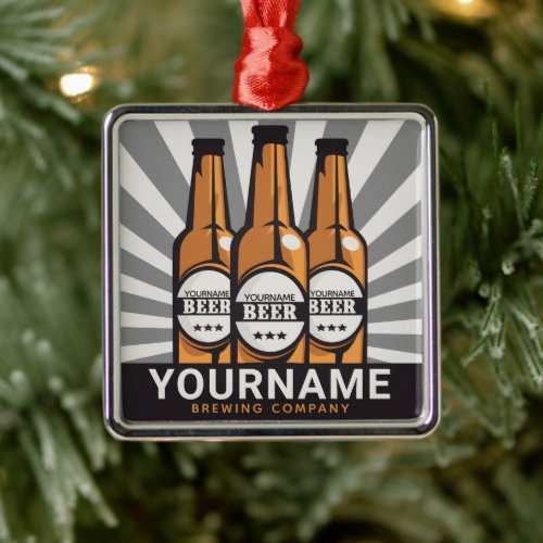 Personalized Beer Bottle Craft Brewing Company  Metal Ornament