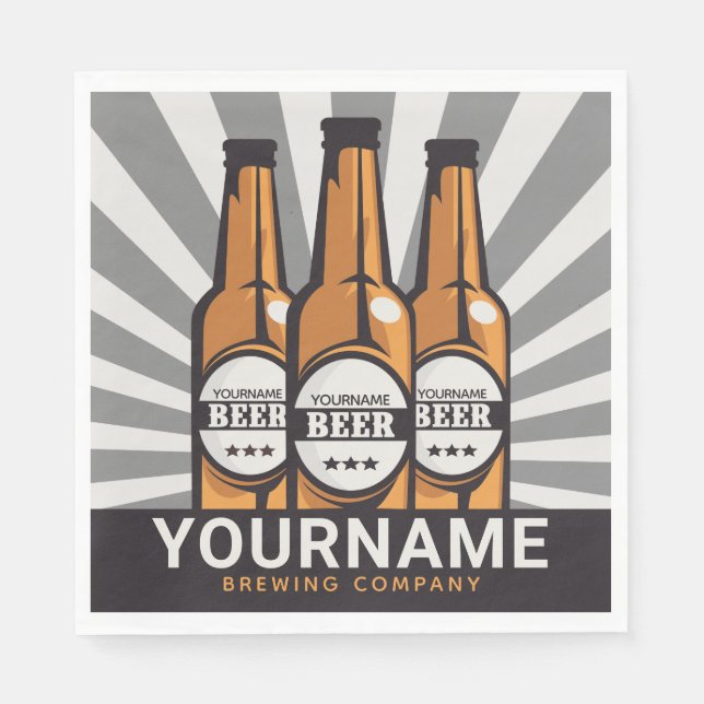 Personalized Beer Bottle Craft Brewing Company  Napkins (Front)