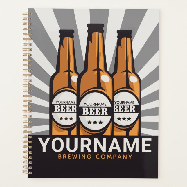 Personalized Beer Bottle Craft Brewing Company  Planner (Front)
