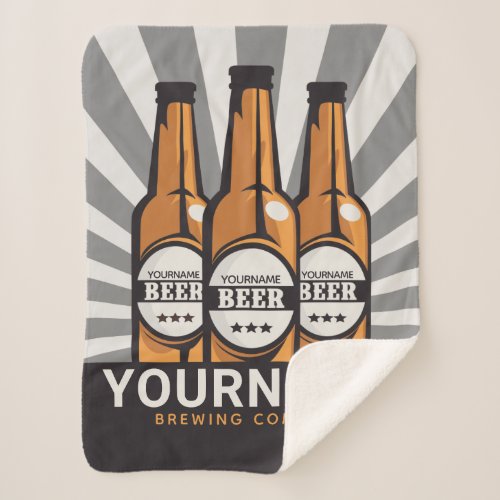 Personalized Beer Bottle Craft Brewing Company  Sherpa Blanket