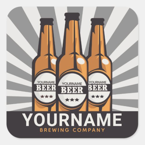 Personalized Beer Bottle Craft Brewing Company Square Sticker