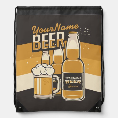 Personalized Beer Bottle Sudsy Mug Brewing Bar Drawstring Bag