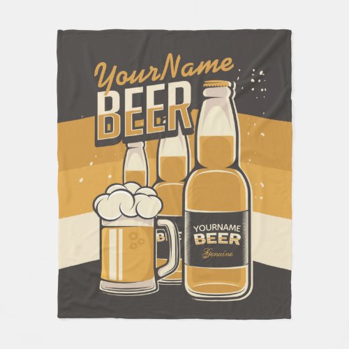 Personalized Beer Bottle Sudsy Mug Brewing Bar  Fleece Blanket
