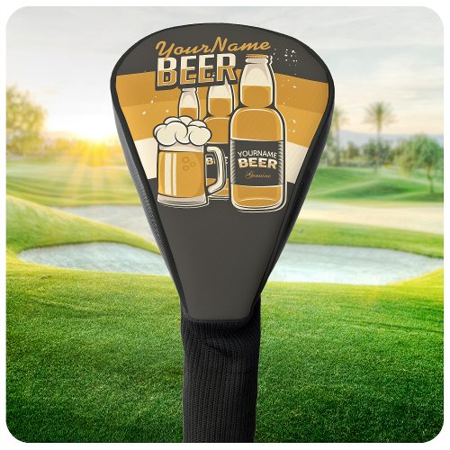 Personalized Beer Bottle Sudsy Mug Brewing Bar Golf Head Cover