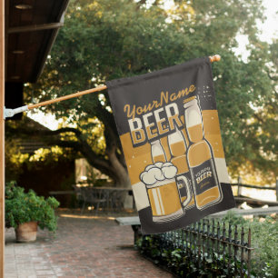 Personalized Beer Bottle Sudsy Mug Brewing Bar House Flag