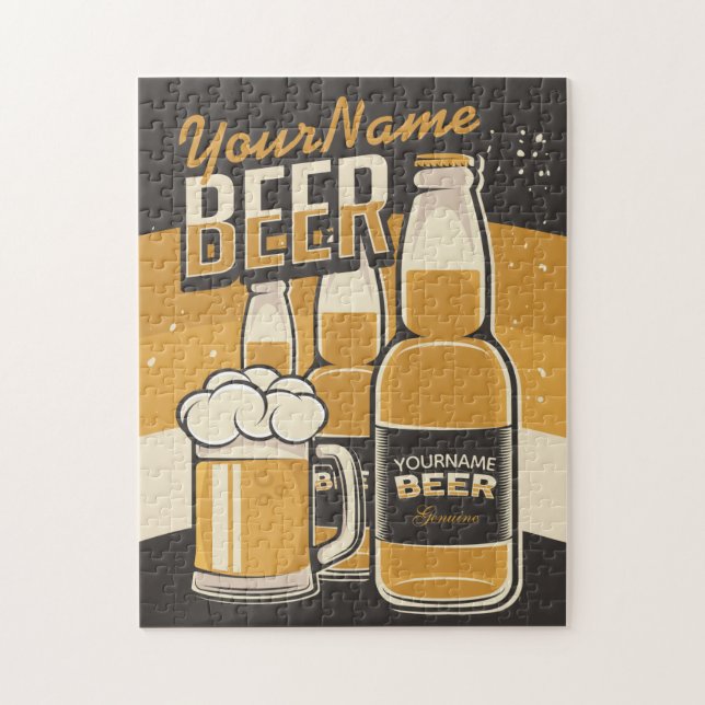 Personalized Beer Bottle Sudsy Mug Brewing Bar Jigsaw Puzzle (Vertical)