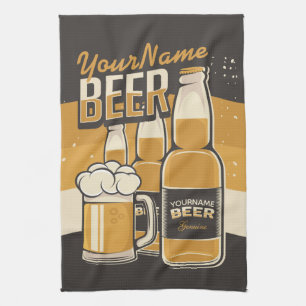 Personalized Beer Bottle Sudsy Mug Brewing Bar Kitchen Towel
