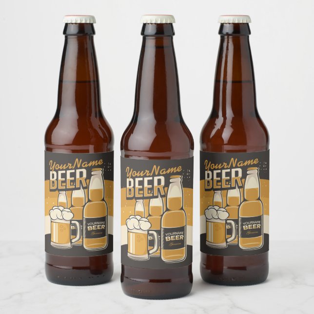 Personalized Beer Bottle Sudsy Mug Brewing Bar Label (Bottles)