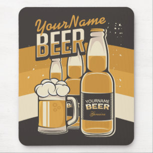 Personalized Beer Bottle Sudsy Mug Brewing Bar Mouse Pad