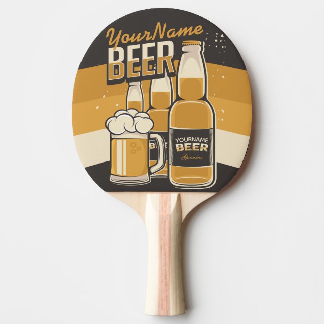 Personalized Beer Bottle Sudsy Mug Brewing Bar  Ping Pong Paddle (Front)