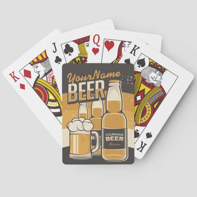 Personalized Beer Bottle Sudsy Mug Brewing Bar Poker Cards (Back)