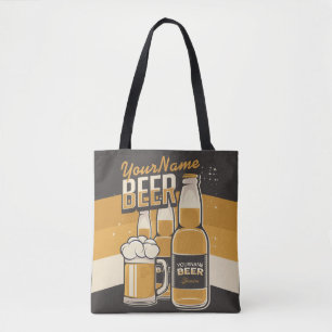 Personalized Beer Bottle Sudsy Mug Brewing Bar Tote Bag