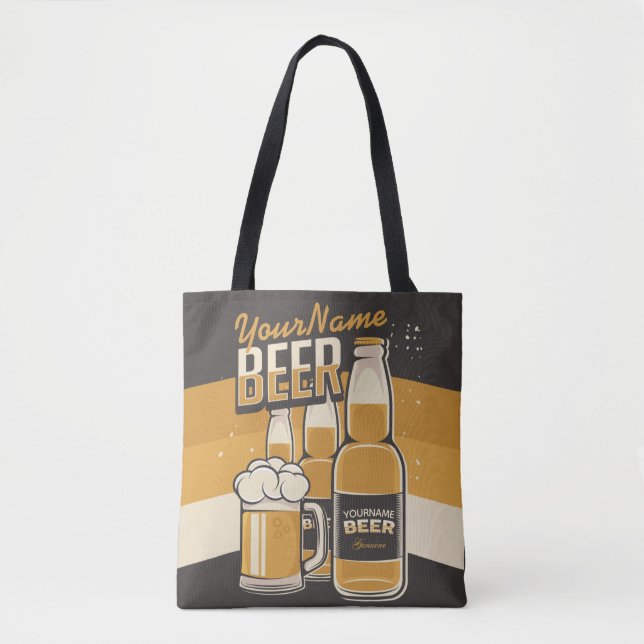 Personalized Beer Bottle Sudsy Mug Brewing Bar  Tote Bag (Front)
