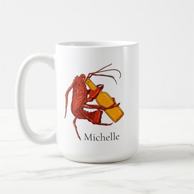 Personalized Beer Drinking Lobster Coffee Mug (Left)