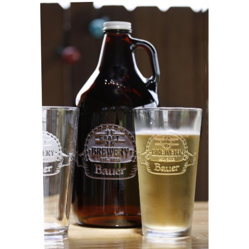 Personalized Beer Growler  Pint Pub Glass Set