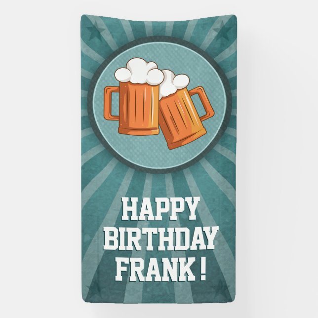 Personalized Beer Happy Birthday Banner (Vertical)