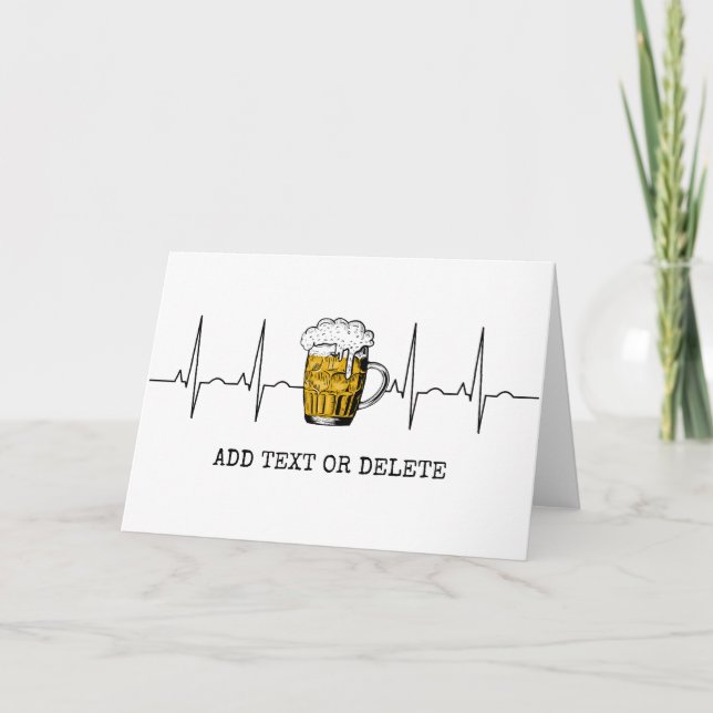 Personalized Beer Heartbeat Vintage Beer Lover  Card (Front)