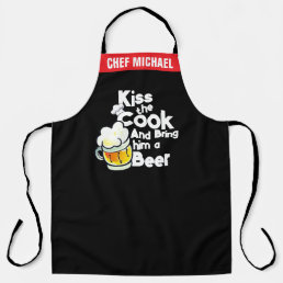 Personalized Beer lover Quote Funny Black Chef Apron