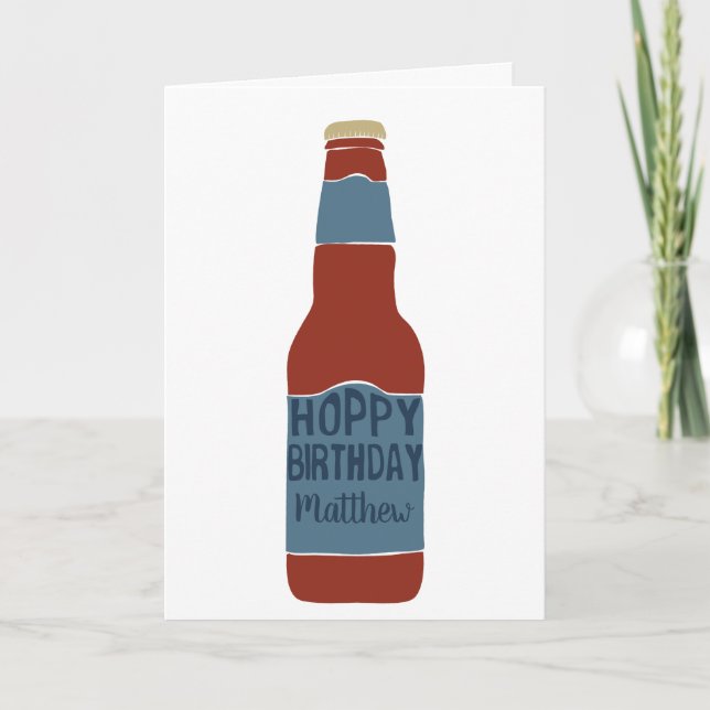 Personalized Beer Lovers Hoppy Birthday Card (Front)
