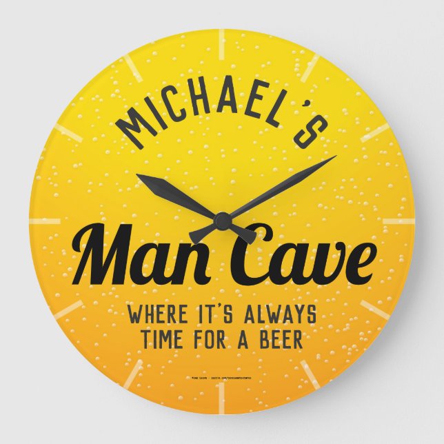 Personalized Beer Man Cave Large Clock (Front)