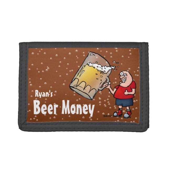 Personalized Beer Money Wallet with Fun Cartoon (Front)