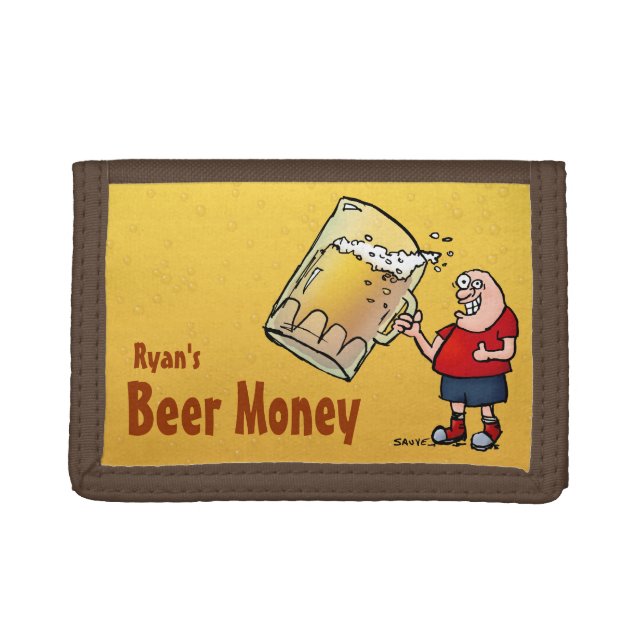 Personalized Beer Money Wallet with Fun Cartoon (Front)
