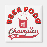 Personalized  Beer Pong Champion Award Magnet