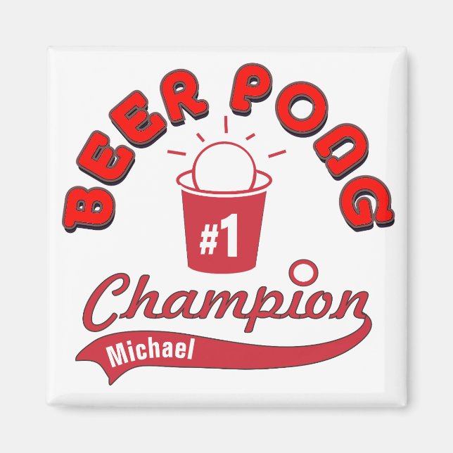 Personalized  Beer Pong Champion Award Magnet (Front)