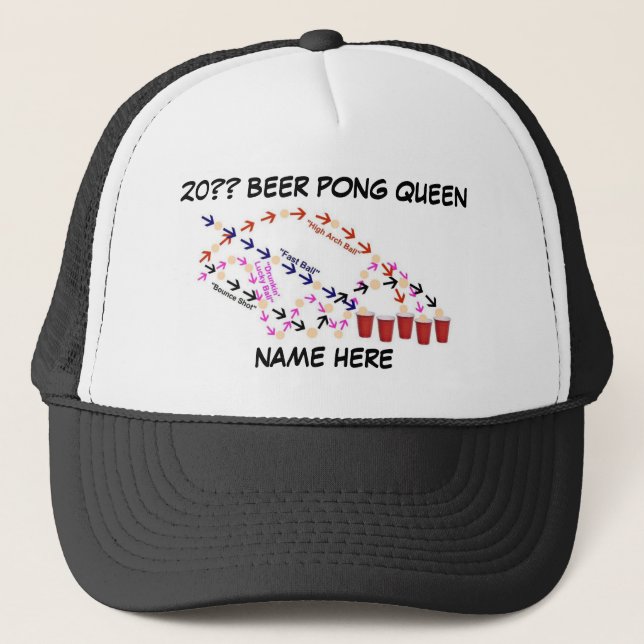 Personalized Beer Pong Queen Trucker Hat (Front)