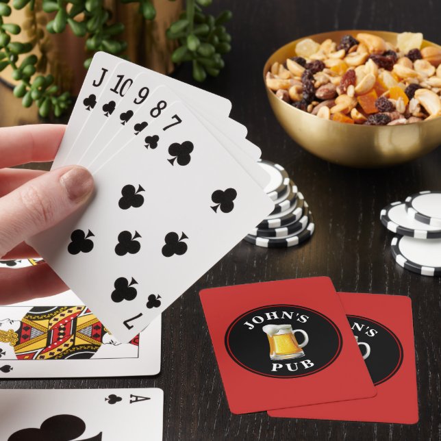 Personalized Beer Pub with Any Name Poker Cards (In Situ)